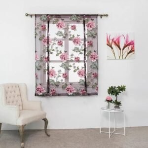 rideau voilage barina roses pour petite fenetre elegante 649 1