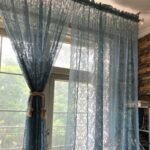 rideau voilage bleu canard sheherazade avec broderie florale 140 x 384 1