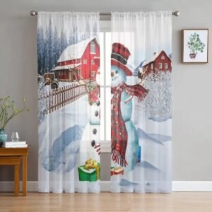 rideau voilage bonhomme de noel pour une chambre festive denfant 503 1