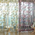 rideau voilage gorani fleurs printanieres en beige ou pourpre 247 1