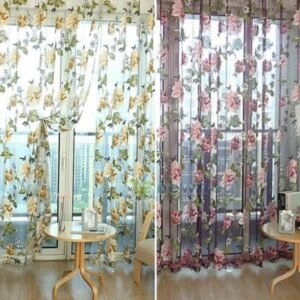 rideau voilage gorani fleurs printanieres en beige ou pourpre 247 1