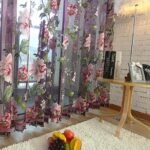 rideau voilage gorani fleurs printanieres en beige ou pourpre 289 1