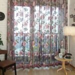 rideau voilage gorani fleurs printanieres en beige ou pourpre 638 1