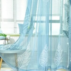 rideau voilage lessed elegance naturelle en gaze bleue 100 x 130 494 1