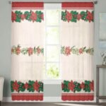 rideau voilage merrychris a motif houx pour deco de noel 135 x 125 1