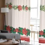 rideau voilage merrychris a motif houx pour deco de noel 135 x 215 621 1