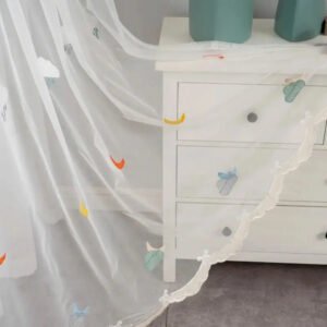 Rideau Voilage Mirimi-chou Pour Chambre De Bébé Avec Bande Hauteur Personnalisable - 100 x 180 / œillets