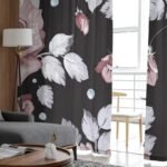 rideau voilage omaramo asiatique avec roses et gouttes de rosee 135 475 1