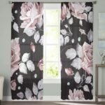rideau voilage omaramo asiatique avec roses et gouttes de rosee 135 553 1