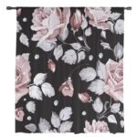 rideau voilage omaramo asiatique avec roses et gouttes de rosee 135 907 1