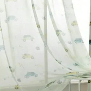 Rideau Voilage Paroo Vert Avec Imprimés De Voitures Pour Enfant - 100 x 215 / œillets