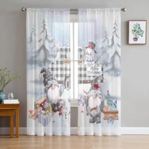 Rideau Voilage Santa Claus: Magie De Noël Pour La Chambre D’enfant - 135 x 115 / Passe-tringle