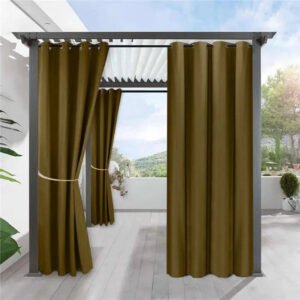 Rideaux Extérieurs Kauri Pour Balcon - Tissu Kaki Sur-mesure Disponible - 135 x 160 / œillets